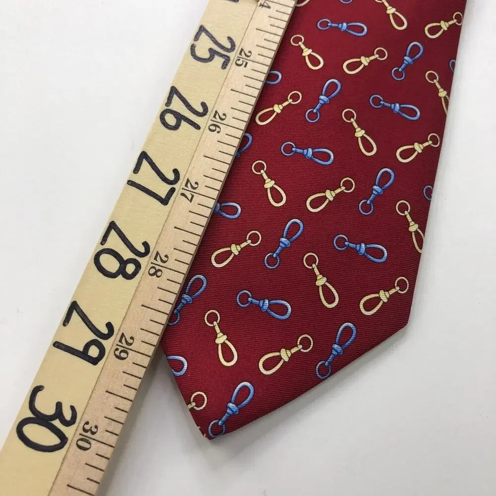 Brooks Brothers 346 Pure Silk Neck Tie Goldlink All Over Print Chain 59